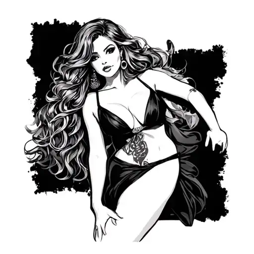 sexy busty woman, wide hips, petite tattoo design idea