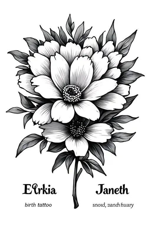  Birth flowers for January the two different flowers with the names  Erika and Janeth one i tattoo design idea