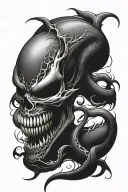 venom half skull tattoo design idea
