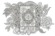 japanese rectangular omamori charm tattoo design idea