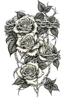 roses surrounded by barbed wire tattoo design idea