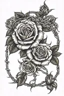 roses surrounded by barbed wire tattoo design idea