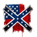 square confederate flag in center with american flag behind it distressed and faded tattoo design idea