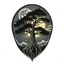 tree of life and sun and moon tattoo design idea