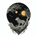 tree of life and sun and moon tattoo design idea