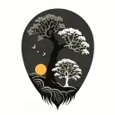 tree of life and sun and moon tattoo design idea