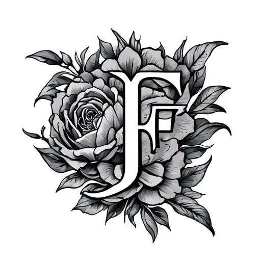 letters C J F tattoo design idea