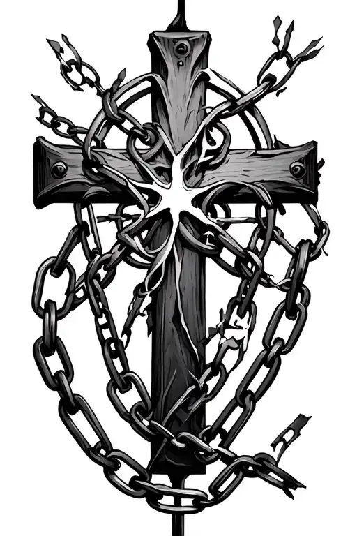 broken chains and a cross tattoo design inspired tattoo design idea