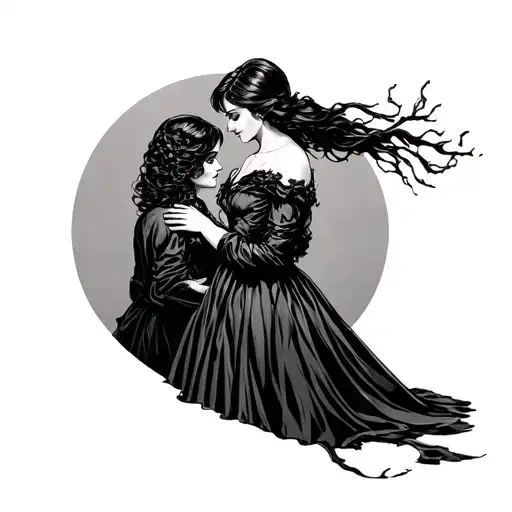 dark romance scene tattoo design idea