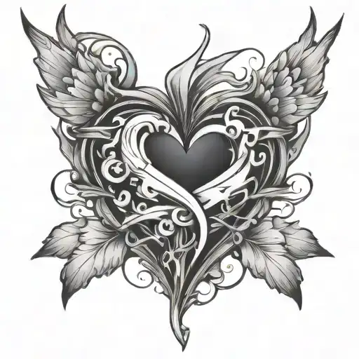 love with a broken heart as the V incorporated tattoo design idea