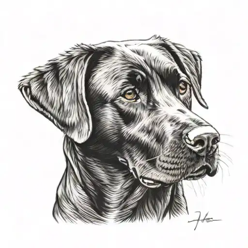 black lab dog portrait tattoo design idea
