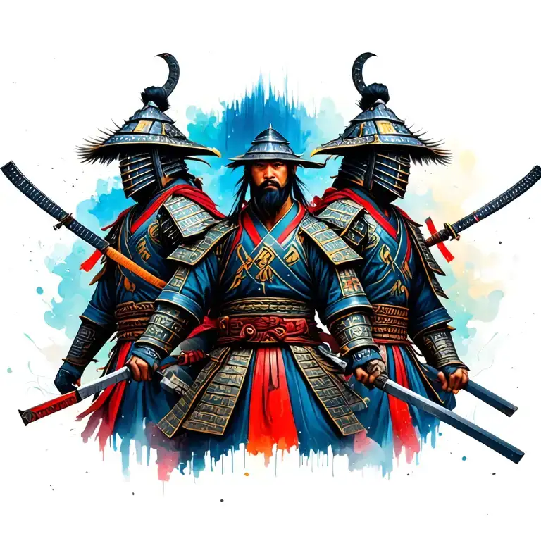 modern samurai warriors tattoo design idea
