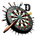 "D" dart board, darts going into it tattoo design idea