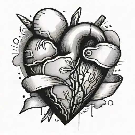 broken heart fixed with four bandaids tattoo design idea