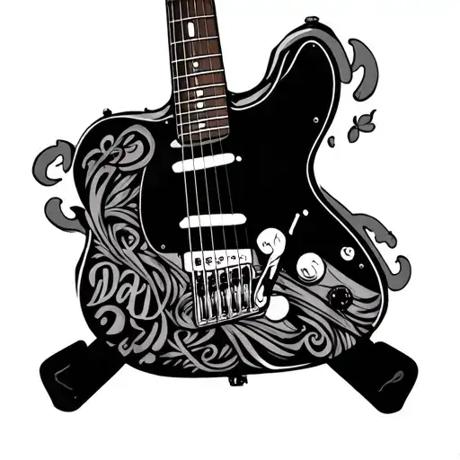 telecaster guitar with Dad written tattoo design idea