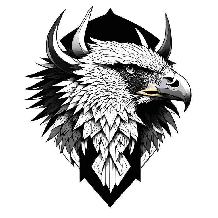 taurus head and albanian eagle intertwined tattoo design idea