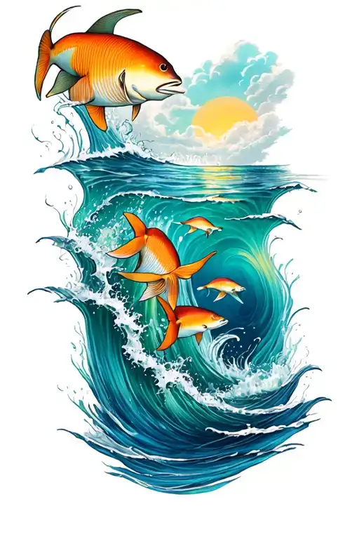 ocean themed leg sleeve tattoo tattoo design idea