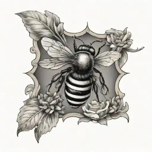 bee and crown tattoo design idea