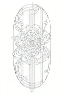 thin lines going vertical down upper arm tattoo design idea