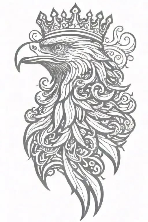 eagle royal flourish wearing crown tattoo design idea