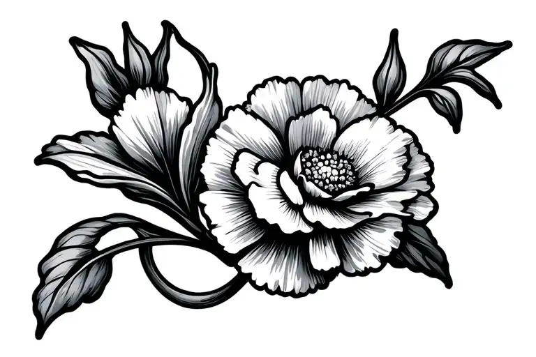 carnation, snowdrop flower intertwined tattoo design idea