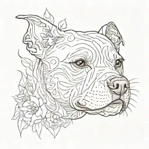 white staffy with brown patches marking tattoo design idea