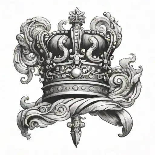 crown and greek mythology tattoo design idea