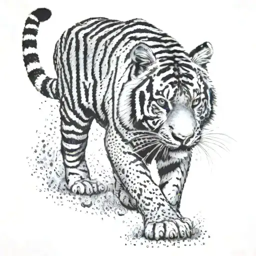 tiger walking tattoo design idea