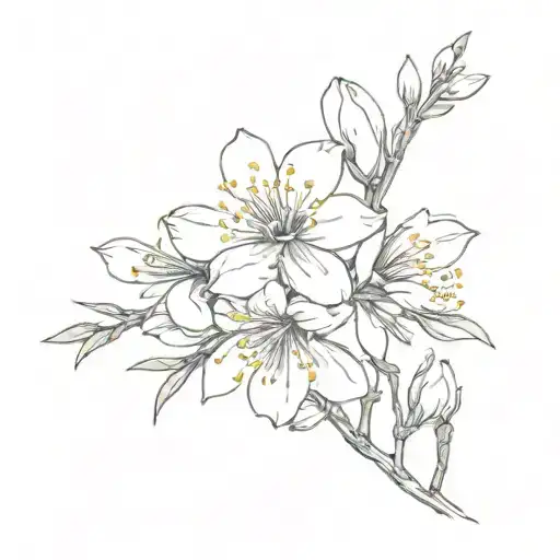 Almond blossom flowers tattoo design idea
