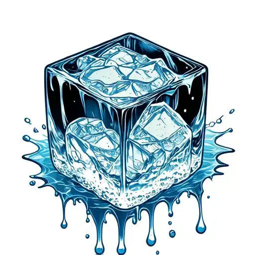 ice cube melting realistic tattoo design idea