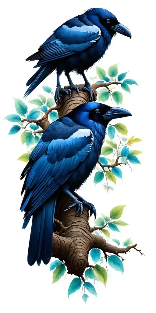 crows and bodhi tree tattoo design idea