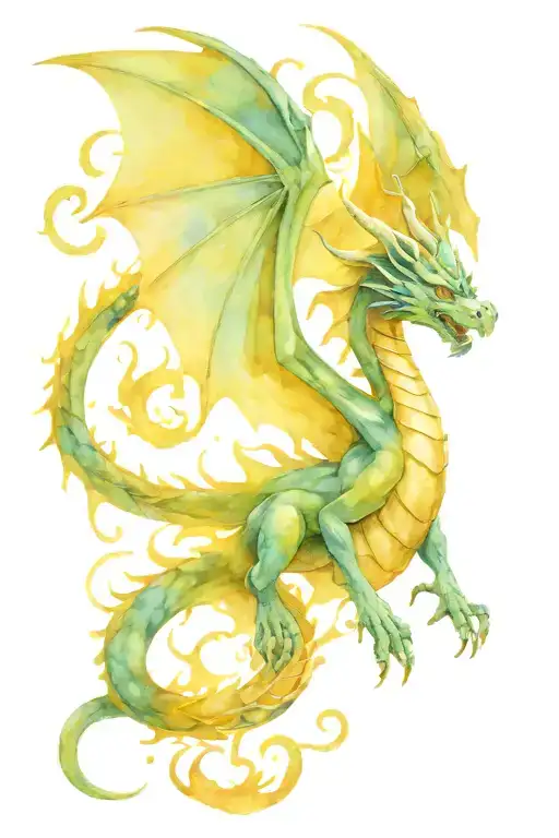 blue dragon with fantasy wings tattoo design idea