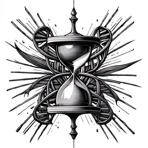 hourglass and resembles life and death and turns into a DNA strand  tattoo design idea