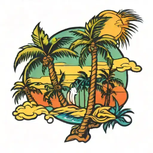 Long Beach Palm Tree tattoo design idea