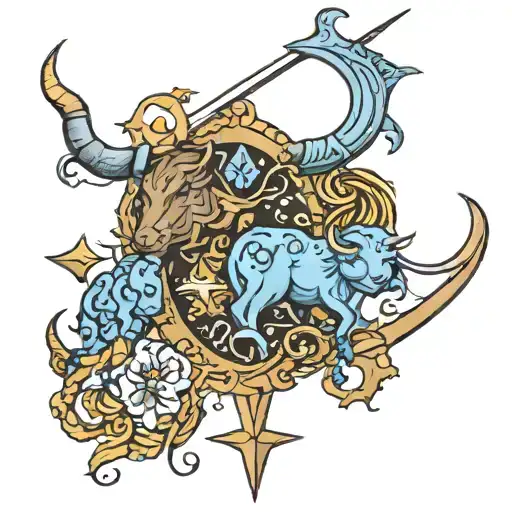 Sagittarius, Taurus, Aquarius tattoo design idea