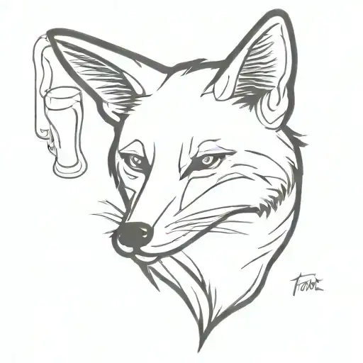 Fox with a Beer in his Hand looking drunk tattoo design idea