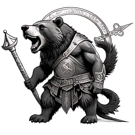 Bear Libra Ortodox Warrior Soldier tattoo design idea