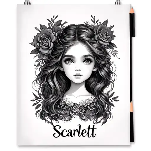 my daughters name "Scarlett" she was born in May  tattoo design idea