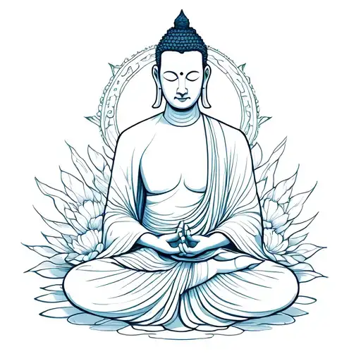Buddhist monk meditating tattoo design idea