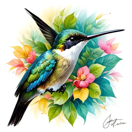 humming-bird tattoo design idea