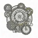 create an image with a circular border that is split into 3 equal parts. the 1st part is a segment of a bicycle chainrin tattoo design idea