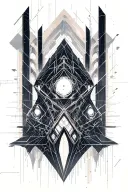 cyberpunk meets cathedral tattoo design idea