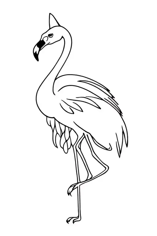 ocean waves, flamingo, cat tattoo design idea