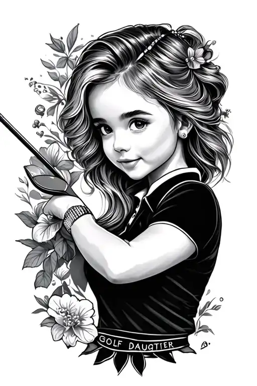 golf daughter tattoo design idea