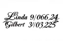 "Linda 9/06/24
Gilbert 3/06/25" tattoo design idea