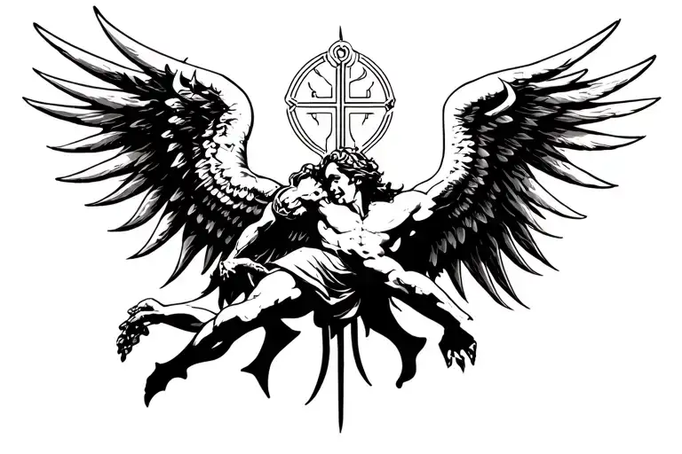 st michael archangel defeating satan tattoo design idea