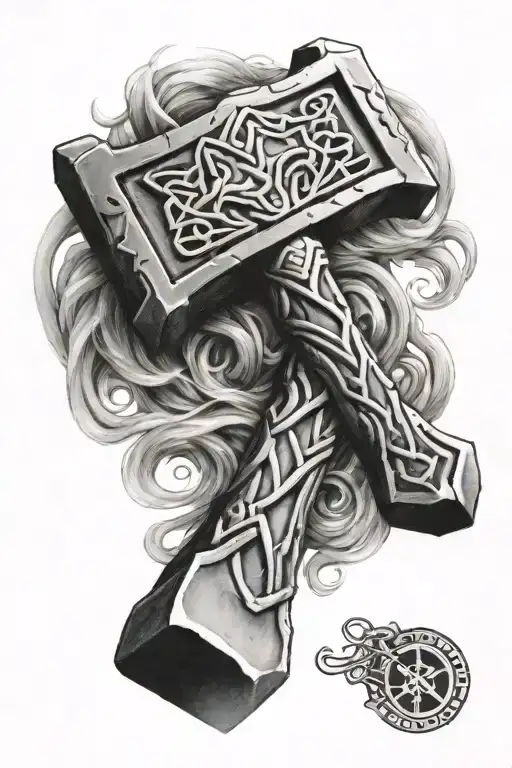 thors hammer tattoo design idea