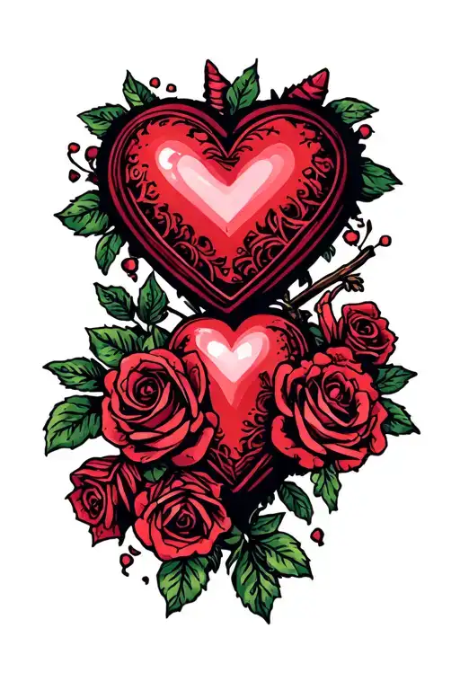 Store family love heart tattoo design idea