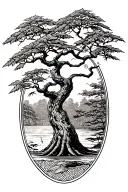 Japanese maple tree with leaves tattoo design idea