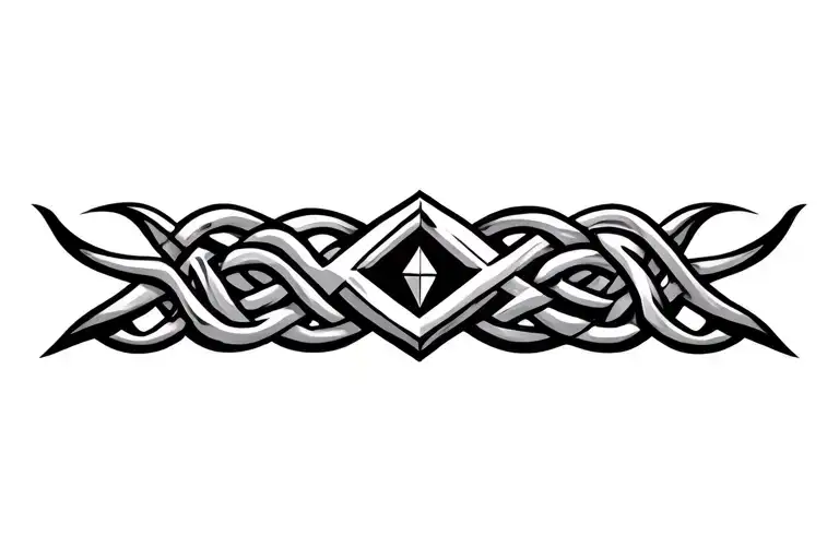 abstract viking tribal knot with diamond in middle tattoo design idea